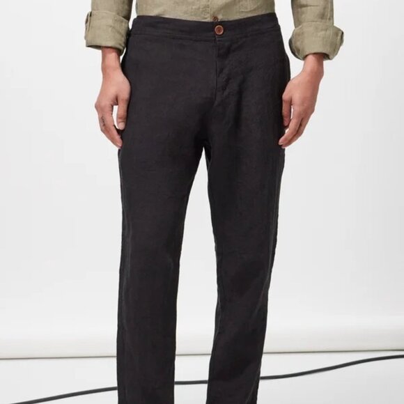 Marané Black Linen Trousers - Size XL, Made in Portugal - Picture 1 of 10